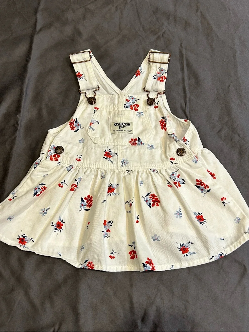 OshKosh B'gosh Infant Floral Overall Dress with Red & Blue Flowers 6 mos